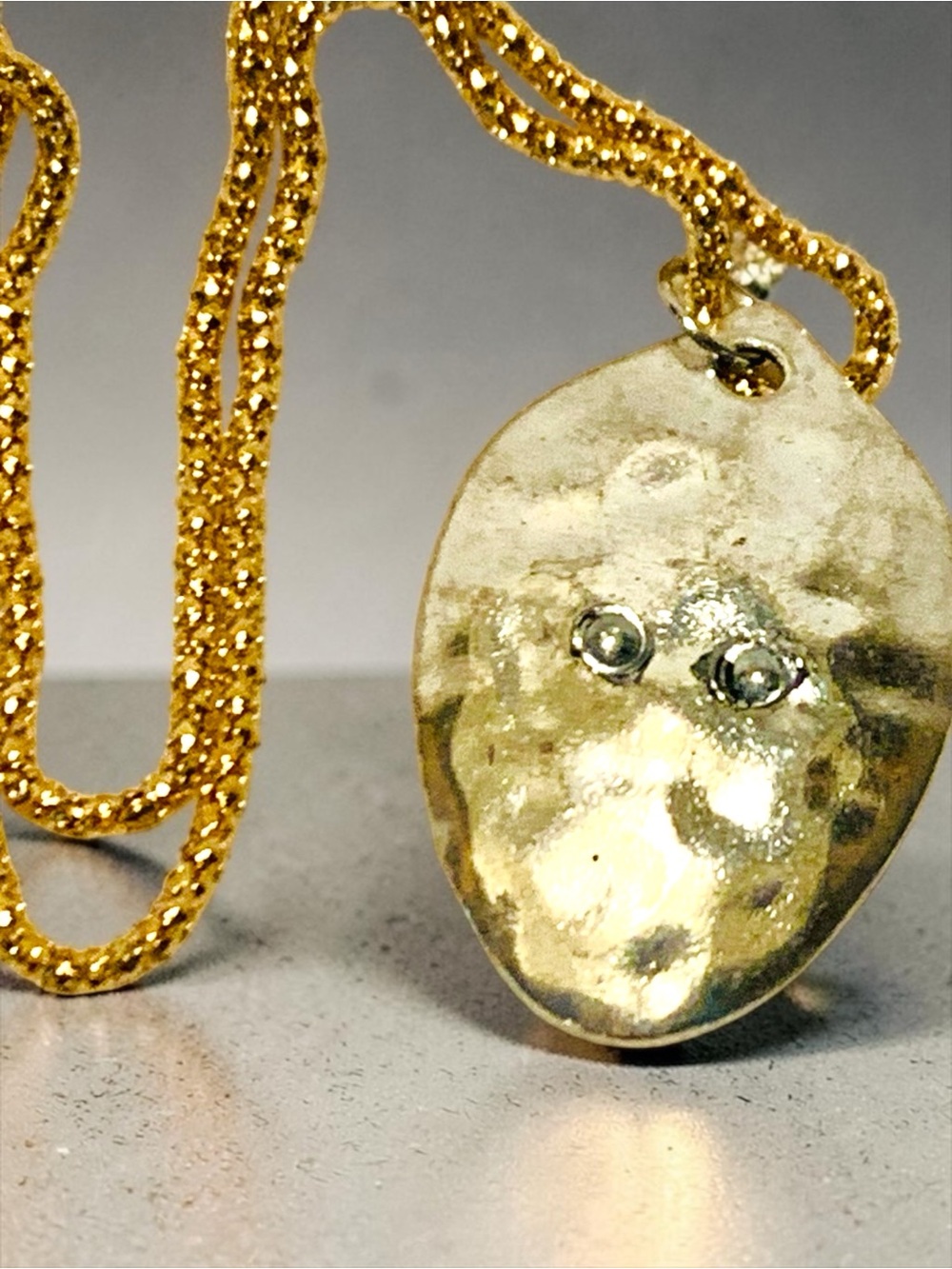 Gold & Silver Queen Bee Pendant Necklace - Women's Jewelry Handmade. - Picture 6 of 7